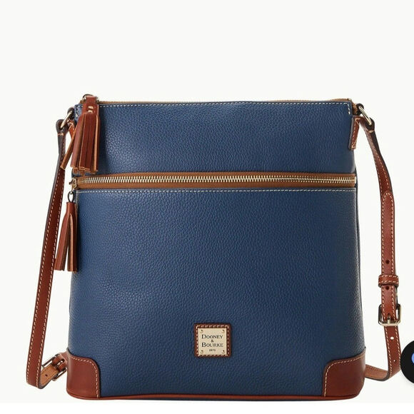 Dooney & Bourke Handbags - Dooney & Bourke Pebbled Grain leather Crossbody handbag navy/brown old money 